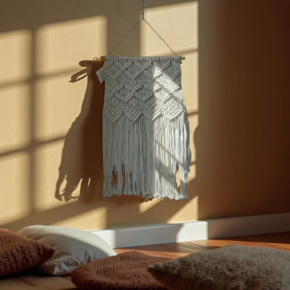 Elegant Cream Macrame Wall Hanging
